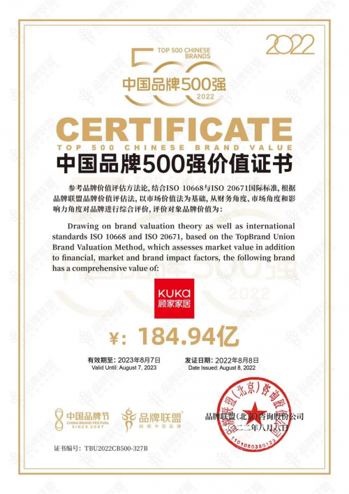 蟬聯(lián)中國(guó)品牌500強(qiáng)，顧家家居品牌價(jià)值持續(xù)攀升