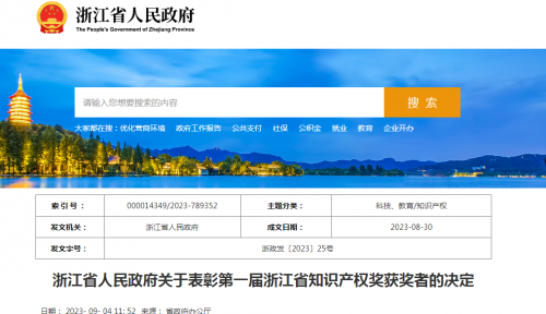 喜訊！千年舟集團(tuán)商標(biāo)斬獲第一屆浙江省知識(shí)產(chǎn)權(quán)獎(jiǎng)！
